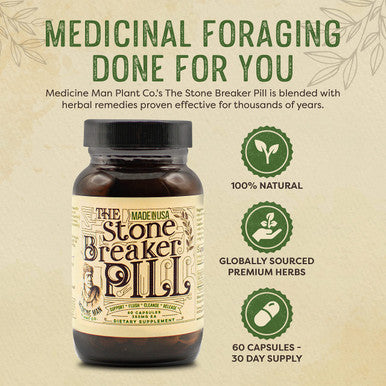 Medicine Man Plant Co The Stone Breaker Pill 60 Capsules - Gallbladder And Kidney Supplements With Chanca Piedra, Celery Seeds, And Saw Palmetto - Herbal And Organic Gallbladder And Kidney Stone Breaker For Kidney Stones