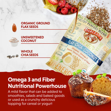 Barlean's Organic Flax Chia And Coconut Seed Blend Vegan Usda Organic Non Gmo Gluten Free 12 Ounces