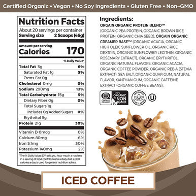 Orgain Grass Fed Hydrolyzed Collagen Peptides Protein Powder with Orgain Organic Plant Based Protein Powder Iced Coffee