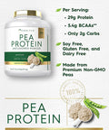 Carlyle Pea Protein Powder 7lb | Unflavored | 29G Protein | Non-GMO, Gluten, and Soy-Free | Vegetarian Protein Powder