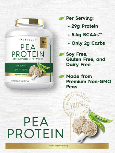 Carlyle Pea Protein Powder 7lb | Unflavored | 29G Protein | Non-GMO, Gluten, and Soy-Free | Vegetarian Protein Powder