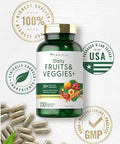 Carlyle Fruits and Veggies Supplement | 250 Capsules | Made with 32 Fruits and Vegetables | Vegetarian, Non-GMO, Gluten Free Superfood Formula