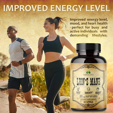 Herbalicious Lion s Mane Mushroom Supplement Premium Mushroom Powder Capsules for Memory and Nerve Support Non-Gluten and Non-GMO Focus Supplement 500mg Lion s Mane 100 Capsules