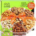 NUT CRAVINGS - Purim Mishloach Manot Mixed Nuts Gift Basket + Green Ribbon (7 Assortments, 1 LB) Ramadan Gifts Treats for Adults, Food Arrangement, Healthy Snack Care Package, Kosher