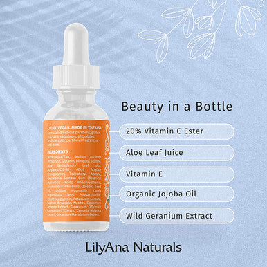 LilyAna Naturals Charcoal Face Scrub 3 Oz and Vitamin C Serum 1 Oz Bundle AntiAging Facial Exfoliator and Face Serum with Hyaluronic Acid and Vitamin E Anti Aging Serum for Women and Men