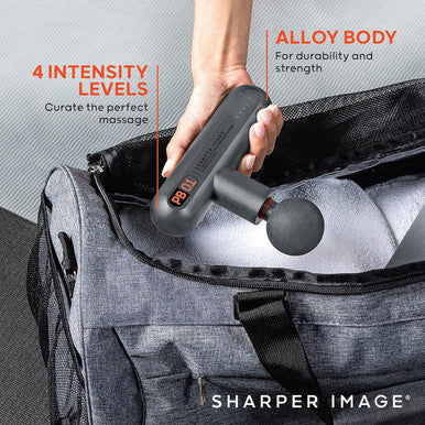 Sharper Image Deep Tissue Portable Percussion Massage Gun, Powerboost Move Full Body, Back & Neck Muscle Massager With 4 Attachments - Handheld Rechargeable Electric Massage Gun For Athletes