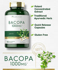 Carlyle Bacopa Monnieri Capsules | 1000 mg | 180 Capsules | Gluten Free Supplement