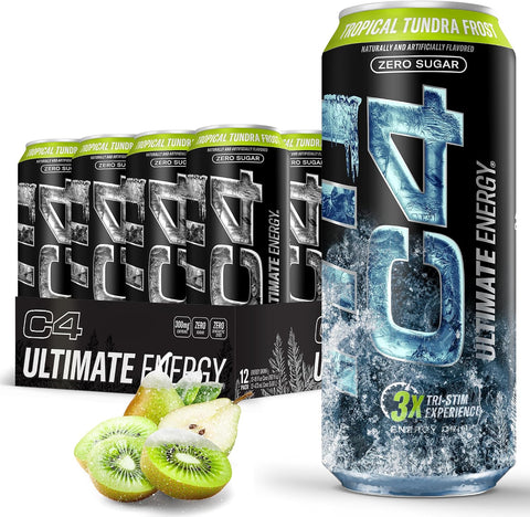 C4 Ultimate Zero Sugar Energy Drink, Tri-Stim Experience with 300mg Caffeine + TeaCrine + Dynamine, Fruit Punch, 16oz (Pack of 12)