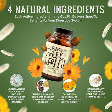 Medicine Man Plant Co The Gut Pill 90 Capsules - Natural Gut Health Supplements For Men & Gut Health Supplements For Women With Marshmallow Root Herb, Calendula Flower, Triphala Fruits, And Lactobacillus Acidophilus