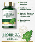 Carlyle Moringa Oleifera | 180 Capsules | Non-GMO and Gluten Free Supplement | Complete Green Superfood | from Moringa Leaf Powder