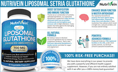 Nutrivein Liposomal Glutathione Setria 700mg - 60 Capsules - Pure Reduced Glutathione - Master Antioxidant for Optimal Cell Protection, Liver Cleanse, Brain and Immune Function