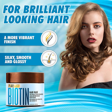 Biotin Hair Mask Hydrating Treatment for Dry and Damaged Hair Deep Conditioner Growth Treatment with Keratin Collagen and Moroccan Argan Oil Intense Moisture for Split Ends