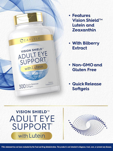 Carlyle Adult Eye Support | 300 Capsules | with Lutein and Zeaxanthin | Non-GMO and Gluten Supplement