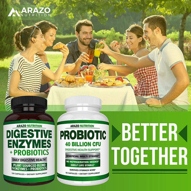 Probiotic 40 Billion CFU Shelf Stable with Prebiotics and Acidophilus Stable Potency Until Expiration Time Delay Release Probiotics Arazo Nutrition