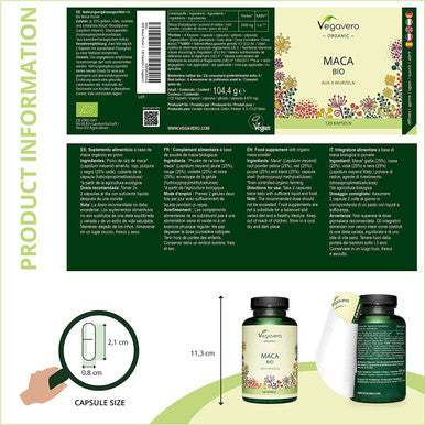Organic Maca Complex VegaveroÃƒâ€šÃ‚Â® |High Strength 750 mg Maca Powder per Capsule | from 4 Maca Roots: Black, Red, Yellow & Purple | 120 Vegan Capsules| NO Additives