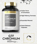 Carlyle GTF Chromium 600 mcg | 250 Capsules | Non-GMO Gluten