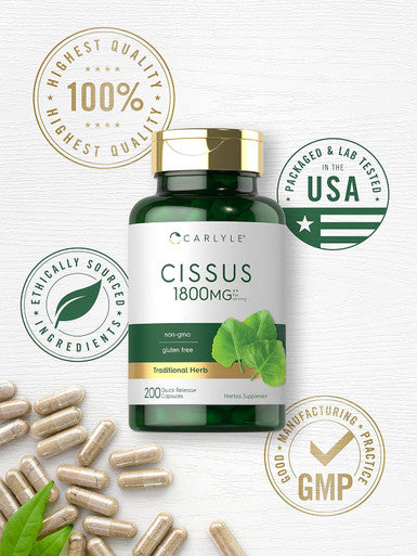 Carlyle Cissus Quadrangularis 1800mg | 200 Capsules | Traditional Herb Extract Supplement | Non-GMO and Gluten Formula