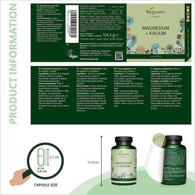 Magnesium + Potassium Vegavero | High Strength Citrate Forms | 180 Vegan Capsules | Electrolytes for Hydration & Recovery