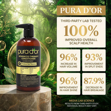 PURA D'OR Advanced Therapy Conditioner For Increased Moisture, Strength, Volume & Texture, No Sulfates, Contains Argan Oil & Biotin, All Hair Types, Men & Women, 16 Oz