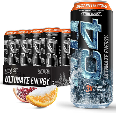 C4 Ultimate Zero Sugar Energy Drink, Tri-Stim Experience with 300mg Caffeine + TeaCrine + Dynamine, Fruit Punch, 16oz (Pack of 12)