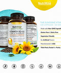 Vitamin K2 D3 Supplement with Calcium 5000 IU GlutenFree Immune Energy Support Vegetarian Capsules to Support Joint Comfort Maximum Potency Absorption with BioPerine