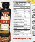 Barlean's Organic Flaxseed Oil Liquid from Fresh Cold Pressed Flax Seeds 7,640mg ALA Omega 3 Fatty Acid Supplement for Skin and Hair Care Vegan and Gluten Free 8 oz
