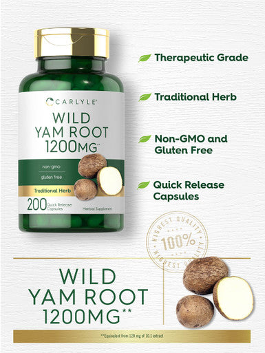 Carlyle Wild Yam Root Capsules | 200 Count | Non-Gmo, Gluten Free | Traditional Herb Extract