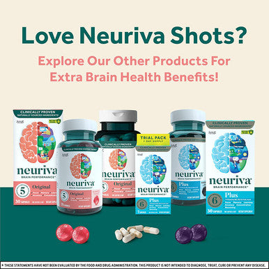 Neuriva Brain Energy Shots Nootropic Brain Supplement for Focus Concentration with Neurofactor Vitamin B12 150mg Caffeine for an Energy Boost 12 Count Tropical Flavor