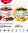 Apple Cider Vinegar Gummies Turmeric with Ginger Caps Powerful Combo for Metabolic Support Digestive Health Energy Weight Loss Detox Cleanse. Vitamins B6B12 Beet Pomegranate Juice Vegan