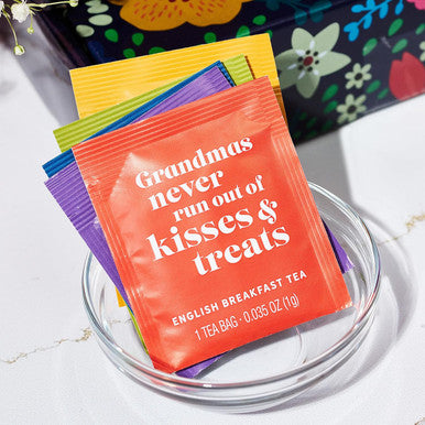 Thoughtfully Gourmet Love You Grandma Tea Set Tea Sampler Includes 6 Flavors of Tea with Inspirational Quotes Great Grandma s Set of 90