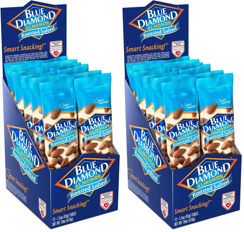 Blue Diamond Almonds, Smokehouse Flavored Snack Nuts, Single Serve Bags (1.5 Oz. Tubes, Pack of 12)