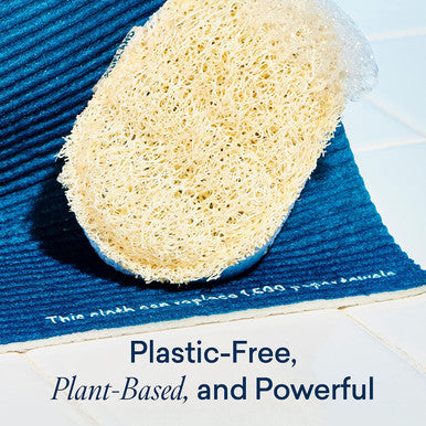 Blueland Scrub Sponge - 3 Pack of Dual-Sided Loofah Dish Sponges - Plastic- Plant-Based Kitchen Sponge Scrubbing Power Without Scratching
