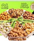NUT CRAVINGS - Purim Mishloach Manot Mixed Nuts Gift Basket + Green Ribbon (7 Assortments, 1 LB) Ramadan Gifts Treats for Adults, Food Arrangement, Healthy Snack Care Package, Kosher