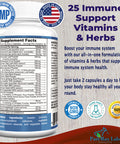 YUMMYVITE Immune Support Formula - 25 Immune Support Vitamins & Herbs, Including Graviola, Selenium, Green Tea, Slippery Elm, Vitamin C, Tumeric - 60 Capsules
