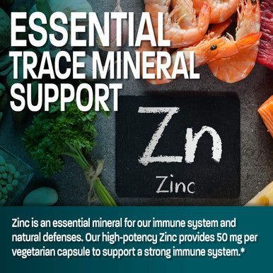 Bronson Zinc 50Mg Complex, 100 Vegetarian Capsules - High Potency Immune Support, Antioxidant Protection, Skin Health