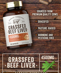 Grassfed Beef Liver Capsules 4500mg | 250 Count | Desiccated Supplement | Non-GMO, Gluten Free | by Herbage Farmstead