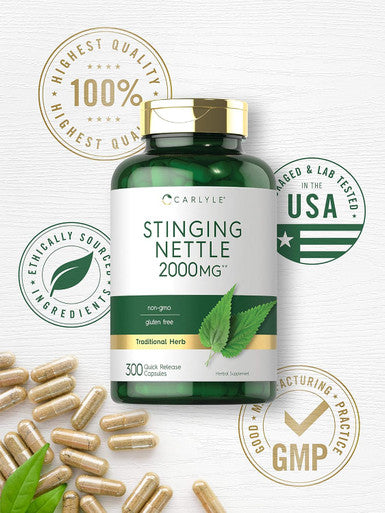 Carlyle Stinging Nettle Leaf Extract 2000mg | 300 Capsules | Non-GMO & Gluten Supplement