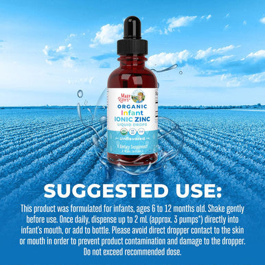 Maryruth Organics Infant Liquid Ionic Zinc with Organic Glycerin Zinc Sulfate for Immune Support Vegan Formulated for Ages 0-12 Months 1 Month Supply 2 Fl Oz