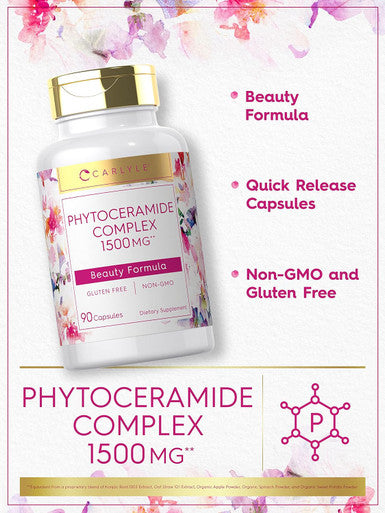 Carlyle Phytoceramide Supplement 1500mg | 90 Capsules | with Organic Sweet Potato | Beauty Formula Complex | Non-GMO and Gluten
