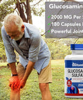 Glucosamine Sulfate Capsules 2000 Mg (180 Count) | Joint Support* Supplement For Women & Men | Produced In The Usa | Promotes Flexibility & Mobility* | By Tnvitamins