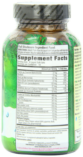 Irwin Naturals Triple-Boost Caffeine-Free Energy - Lasting, Jitter-Free Focus - Brain Boosting Nootropic - 75 Liquid Softgels (Pack Of 2)