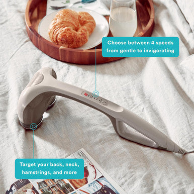 Homedics Percussion Action Massager With Heat Adjustable Intensity, Dual Pivoting Heads 2 Sets Interchangeable Nodes, Heated Muscle Kneading For Back, Shoulders, Feet, Legs, & Neck