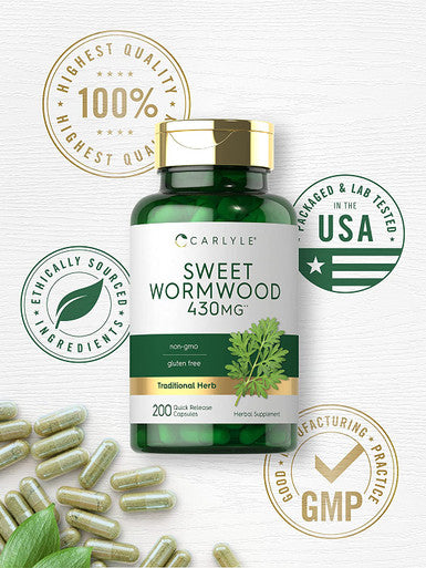 Carlyle Sweet Wormwood 430 mg | 200 Capsules | Non-GMO & Gluten Free