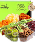 NUT CRAVINGS - Purim Mishloach Manot Mixed Nuts Gift Basket + Green Ribbon (7 Assortments, 1 LB) Ramadan Gifts Treats for Adults, Food Arrangement, Healthy Snack Care Package, Kosher