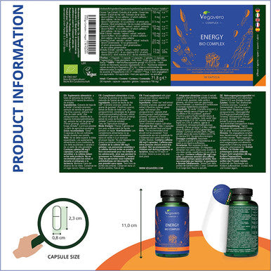 Organic Caffeine Complex VegaveroÃƒâ€šÃ‚Â® | 100% Natural | Natural Caffeine Supplement with Guarana, Mate, Green Tea, Ginseng & Vitamin B12 from Shiitake | 100% Vegan | 90 Capsules | Tiredness & Fatigue*