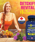 Promise Organic Milk Thistle - 250mg each capsule, Support Liver Functions, Liver and Colon Cleanse Detox Supplement, Made in Canada 75 Caps