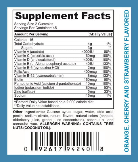 LifeSource Vitamins Adult Multivitamin 90 Gummies 45 Day Supply Tastes Great/Contain All Essential Vitamins and Minerals