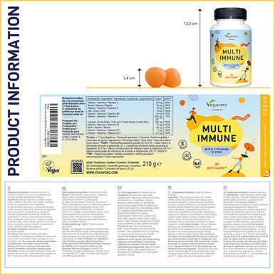 Multivitamin Gummies for Adults VegaveroÃƒâ€šÃ‚Â® | Vegan | with Vitamins C, D3, B12, B9 (Folic Acid), B3, Biotin & Zinc | NO Preservatives | Immune System Support | 60 Gums