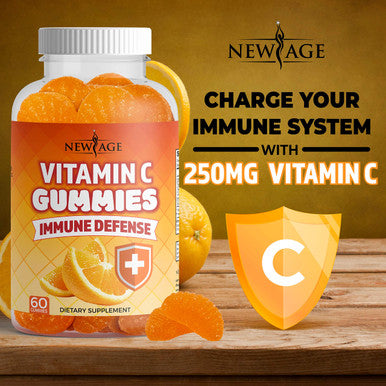 Vitamin C Gummies by New Age - Orange Vitamin C Gummy 2-Pack - Supports Healthy Immune System - Vegetarian Without Gluten - 120 Gummies