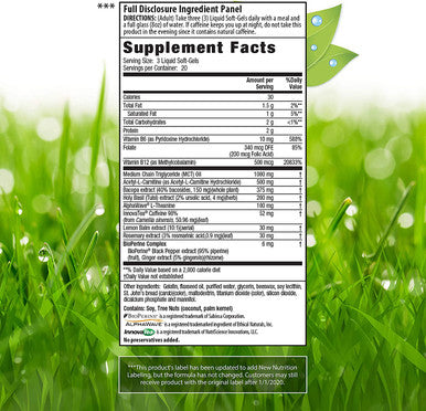 Irwin Naturals Brain Awake Enhanced Mental Performance Increased Focus Boost Clarity & Concentration - Powerful Nootropic Booster with L-Theanine Bacopa MCT's & InnovaTea - 60 Liquid Softgels